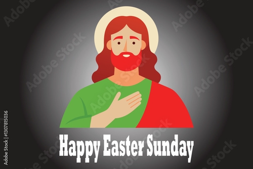Jesus Christ is risen Happy Easter Sunday vector art illustration 