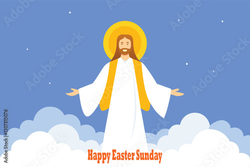 Jesus Christ is risen Happy Easter Sunday vector art illustration 
