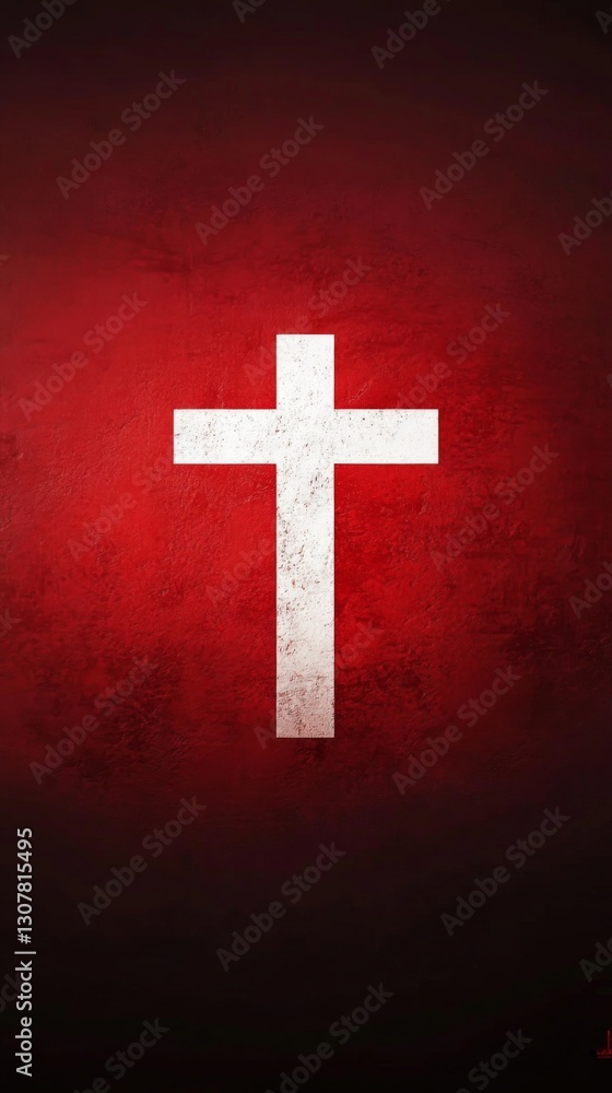 Obraz premium a simple red and white cross symbol, elegantly positioned against a solid background