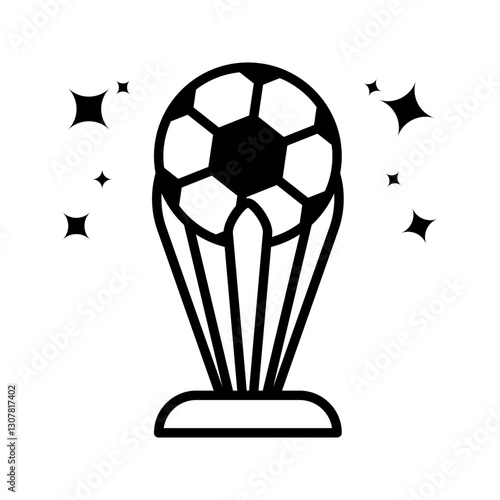 A black and white trophy icon