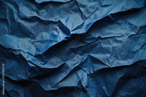 Wallpaper Mural Close-up of deeply creased dark blue paper texture, creating a dramatic and abstract background. Torontodigital.ca