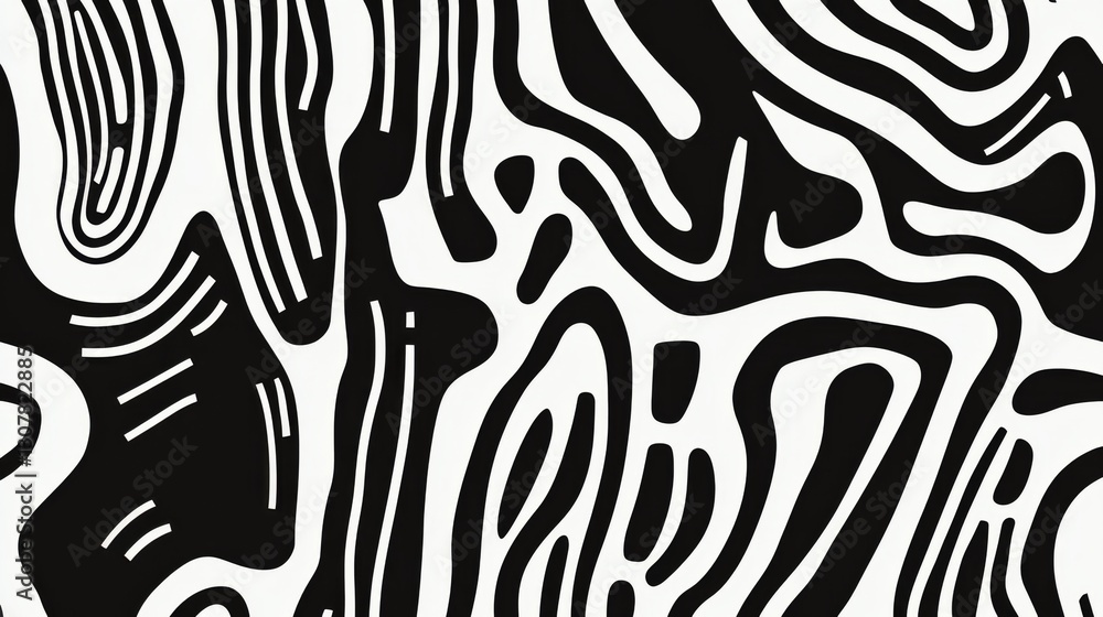 black and white pattern featuring thick lines and simple organic shapes black and white pattern featuring thick lines and simple organic shapes