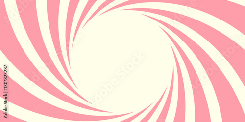 Pink and beige radial swirl background. Pattern with a dynamic optical illusion effect.