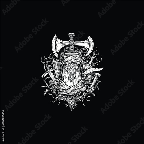 Decorative axe design vector template illustration