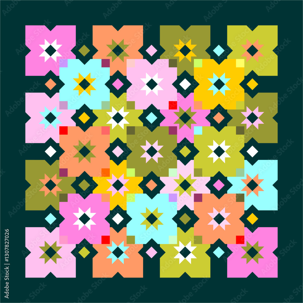 Obraz premium Decorative pattern with colorful shapes