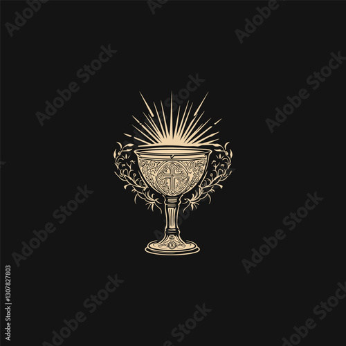 Holy grail with royal crown design vector template illustration
