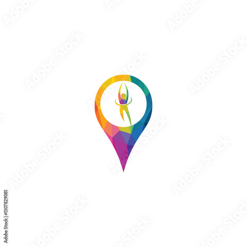 Yoga or Spa locate logo design. Human pose and gps icon design.