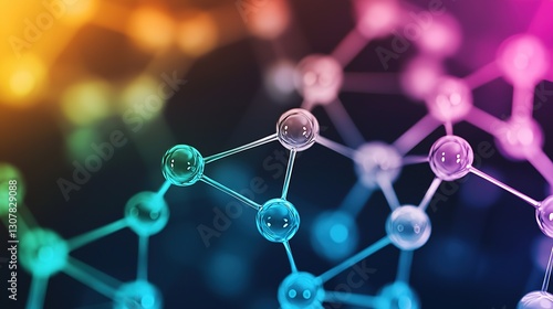 Futuristic molecular abstract visualization digital art science concept virtual environment close-up view