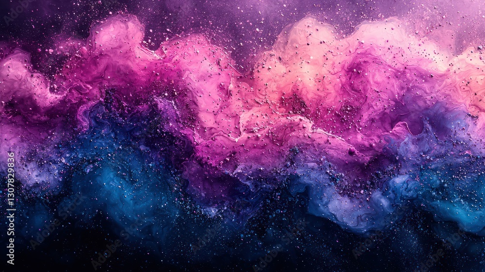 Fototapeta premium Abstract Colorful Smoke Effect, Purple, Pink, and Blue Floating in Dark Space
