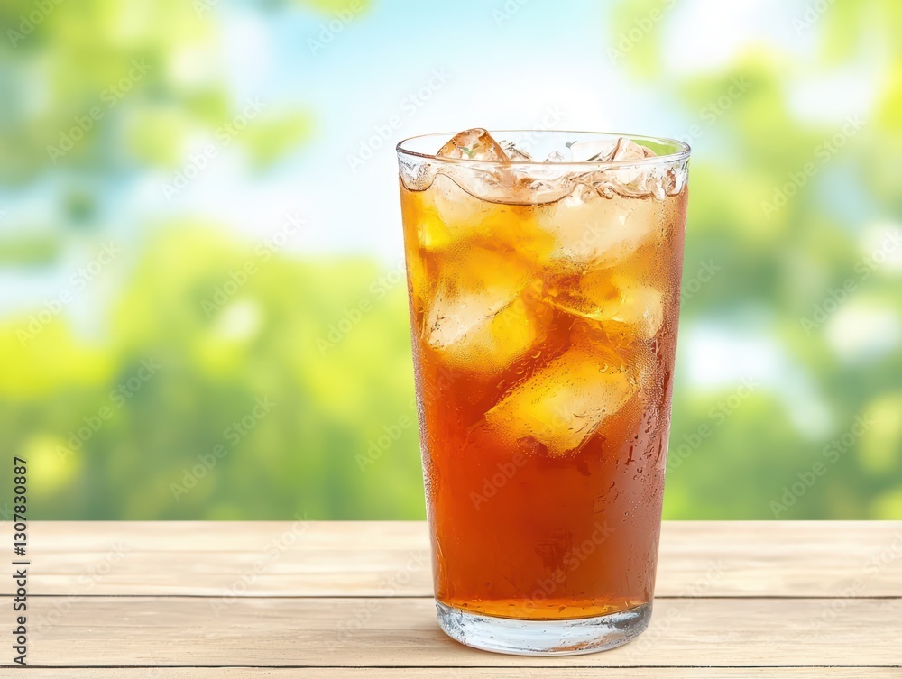 Refreshing Iced Tea in a Glass with Condensation on a Bright Sunny Day Refreshing Iced Tea in a Glass with Condensation on a Bright Sunny Day