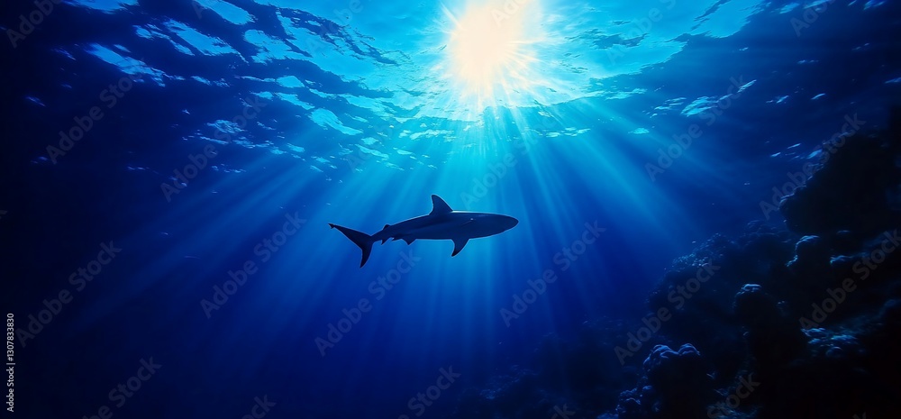 Fototapeta premium Oceanic Shark Silhouette