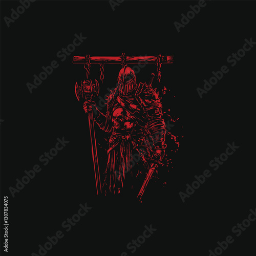 Fearsome executioner design vector template illustration
