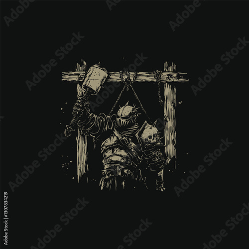 Fearsome executioner design vector template illustration