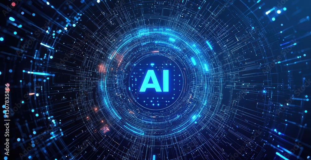 Obraz premium Artificial intelligence symbol glowing in futuristic digital circle