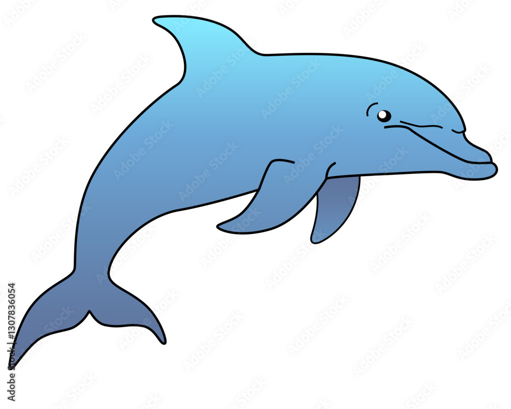 Fototapeta premium Marine mammal dolphin. Funny cute dolphin jumps out of the water. Full color vector image. 