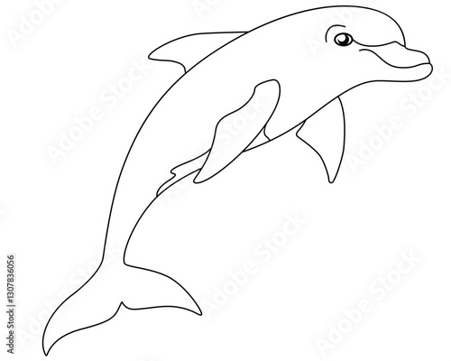 Dolphin is a marine mammal. Bottlenose dolphin - linear vector image for coloring. Dolphins are inhabitants of the ocean.	