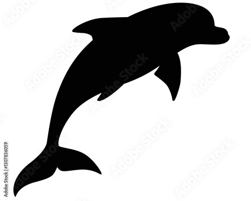 Dolphin silhouette - marine mammal. Bottlenose dolphin - vector image for a logo or sign. Dolphins are inhabitants of the ocean.	