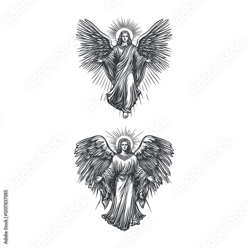 mighty archangel design vector template illustration