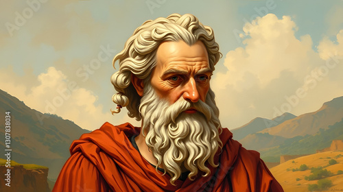 vintage painting illustration of philosopher Socrates