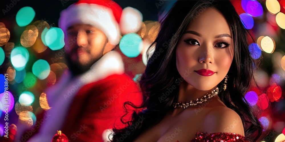 Asian woman model in Christmas fashion for the 2025 winter holiday Asian woman model in Christmas fashion for the 2025 winter holiday