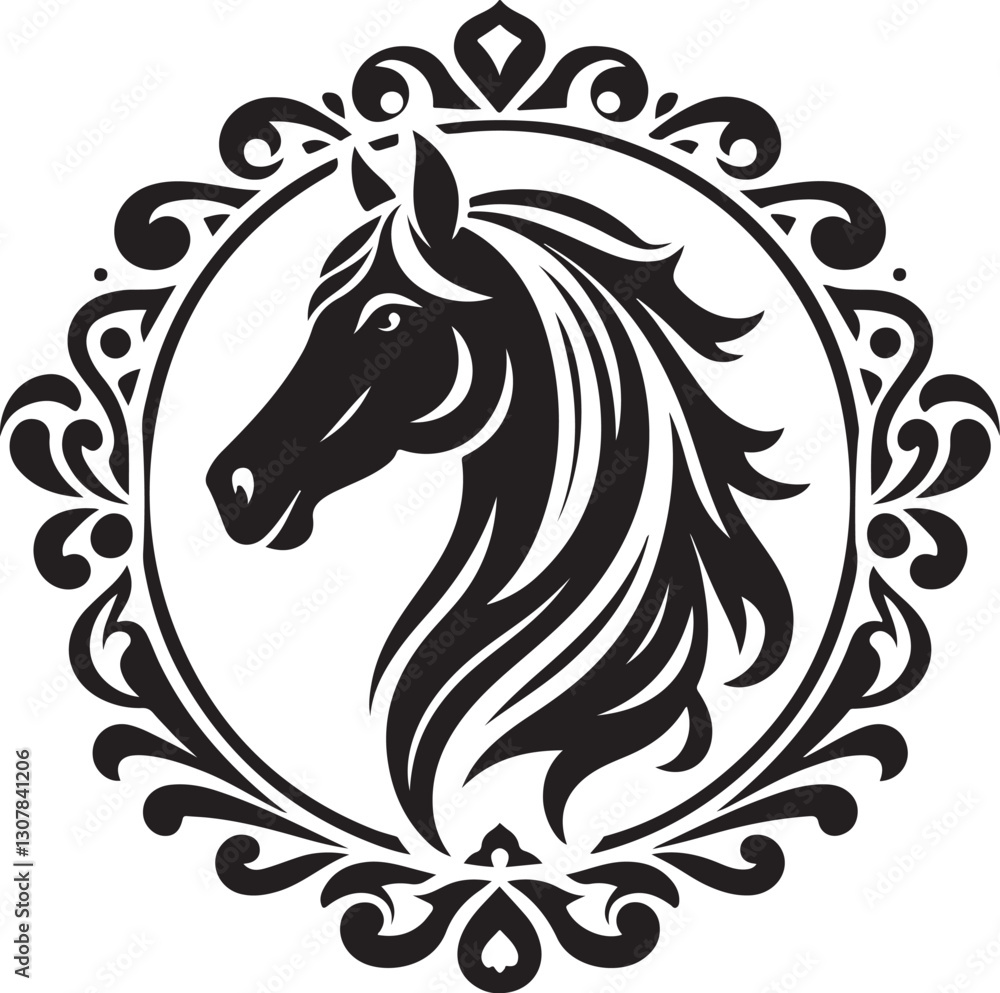 Naklejka premium Horse head silhouette logo