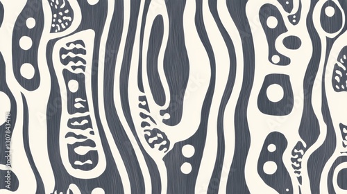 grey and white pattern featuring thick lines and simple organic shapes