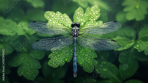 Wallpaper Mural Dragonfly perched on leaf in nature gigapixel detail close-up view lush environment for wildlife enthusiasts Torontodigital.ca