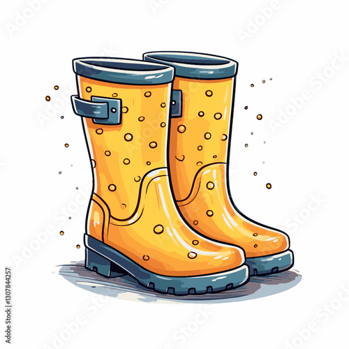 Winter fashion long rain boots vector illustration footwear clipart