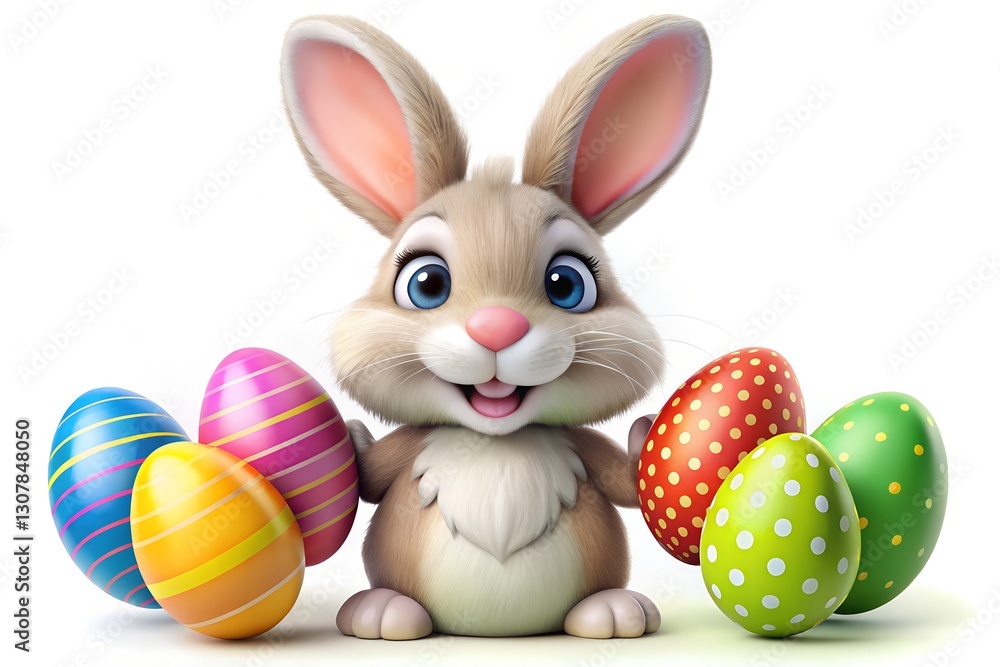 Fototapeta premium easter bunny with easter eggs