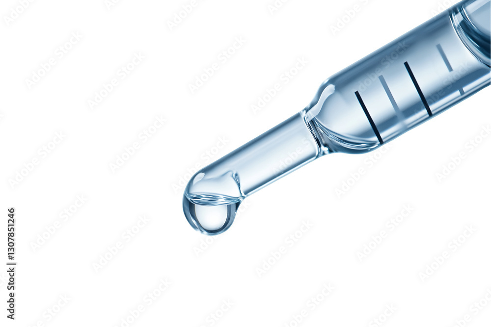 Dropper With Clear Liquid Drop Against Transparent Background, PNG Dropper With Clear Liquid Drop Against Transparent Background, PNG