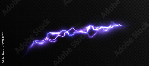Realistic vector lightning, thunderstorm, stormy weather, electric discharge. Vector illustration
