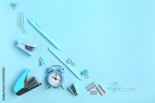Blue staplers with staples,...