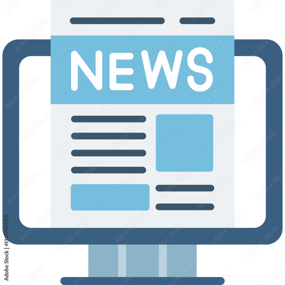 Smart TV Newspaper Icon Vector Element Smart TV Newspaper Icon Vector Element