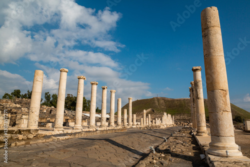 Fototapeta Naklejka Na Ścianę i Meble -  An ancient columnated street in Israel.