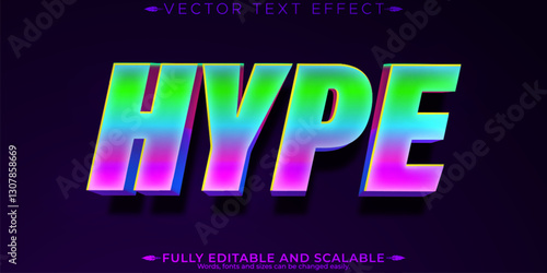 Neon editable text effect, editable glow and hype text style