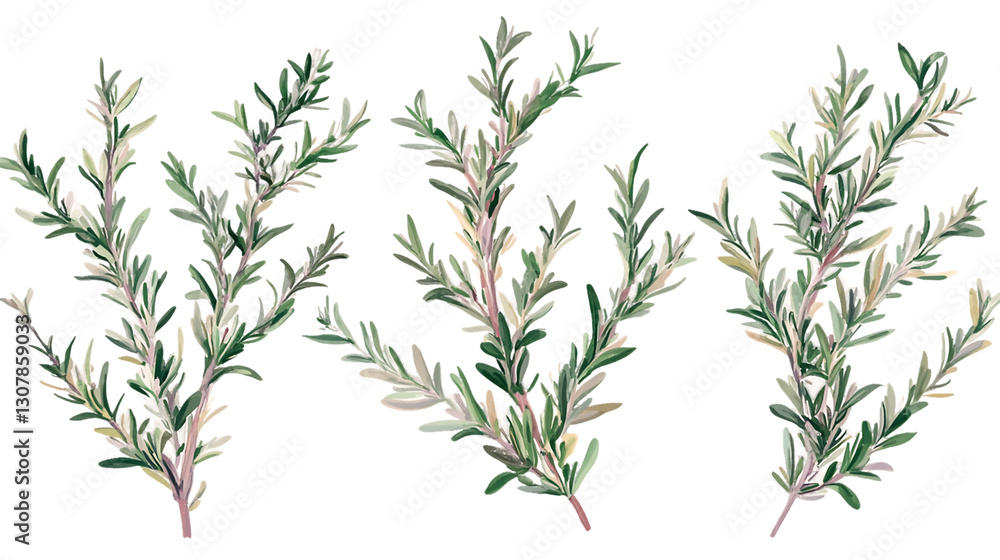 custom made wallpaper toronto digitalFour sprigs of silvery-green leaves with dark stems on a Transparent Background, PNG