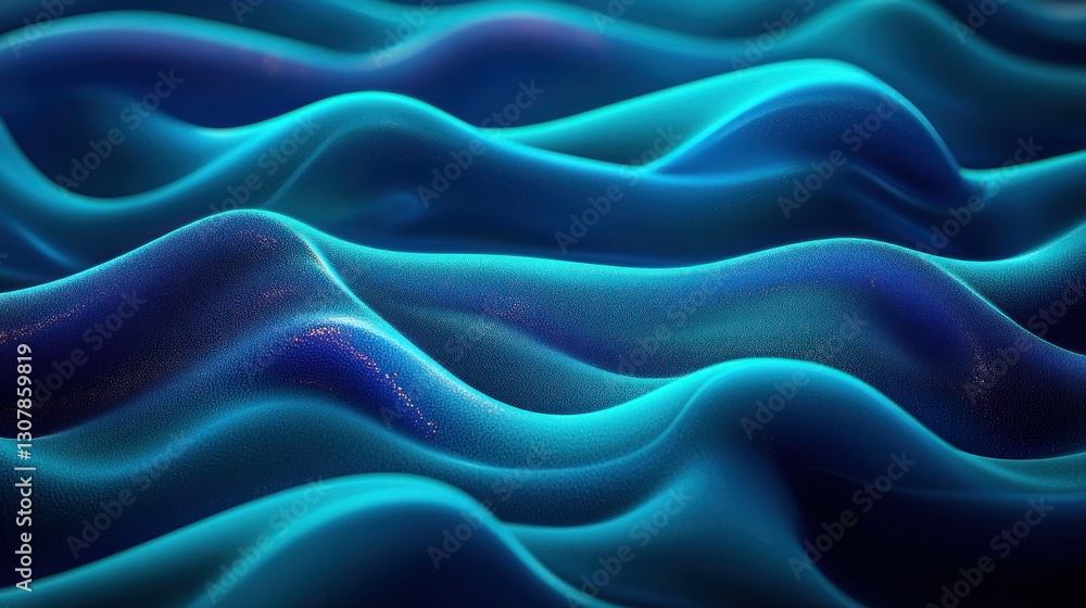 Obraz premium Abstract blue fabric undulates smoothly against a dark, blurred background