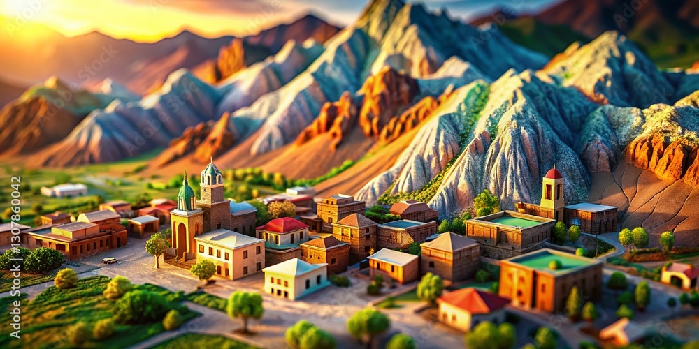 Fototapeta premium 3D Map of Catamarca, Argentina: Breathtaking Andean Architectural Landscape