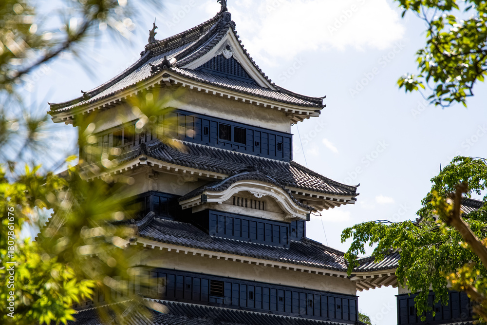 A towering castle from the samurai era, in Japan. A towering castle from the samurai era, in Japan.