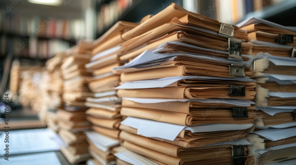 Obraz premium Massive Stack of Files and Documents in an Archive