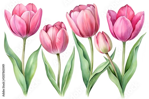 Wallpaper Mural set of tulip flowers isolated on white background Torontodigital.ca