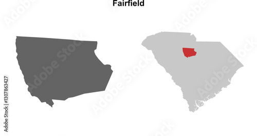 Fairfield County (South Carolina) blank outline map set