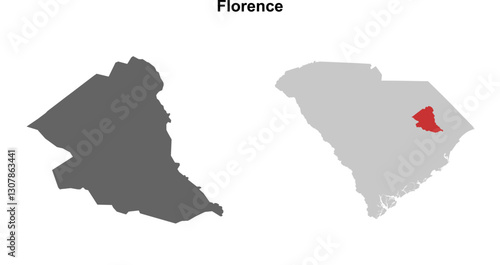 Florence County (South Carolina) blank outline map set