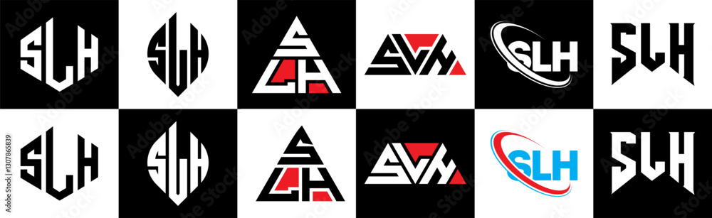 SLH letter logo design in six style. SLH polygon, circle, triangle, hexagon, flat and simple style with black and white color variation letter logo set in one artboard. SLH minimalist and classic logo SLH letter logo design in six style. SLH polygon, circle, triangle, hexagon, flat and simple style with black and white color variation letter logo set in one artboard. SLH minimalist and classic logo