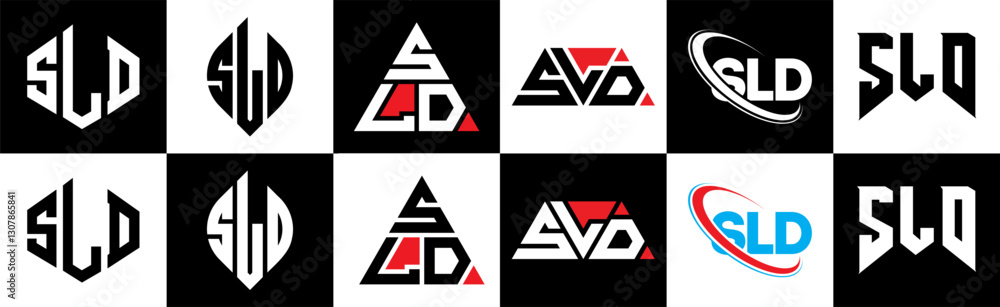 SLD letter logo design in six style. SLD polygon, circle, triangle, hexagon, flat and simple style with black and white color variation letter logo set in one artboard. SLD minimalist and classic logo SLD letter logo design in six style. SLD polygon, circle, triangle, hexagon, flat and simple style with black and white color variation letter logo set in one artboard. SLD minimalist and classic logo