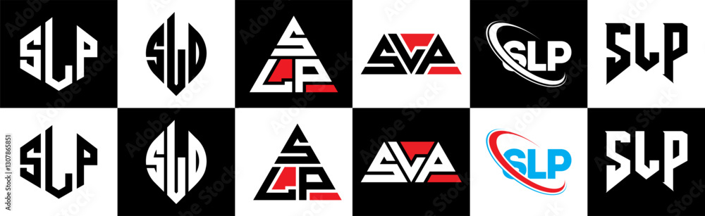 SLP letter logo design in six style. SLP polygon, circle, triangle, hexagon, flat and simple style with black and white color variation letter logo set in one artboard. SLP minimalist and classic logo SLP letter logo design in six style. SLP polygon, circle, triangle, hexagon, flat and simple style with black and white color variation letter logo set in one artboard. SLP minimalist and classic logo