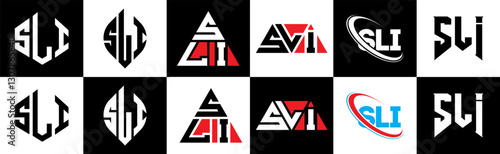 Schilderij op canvas SLI letter logo design in six style