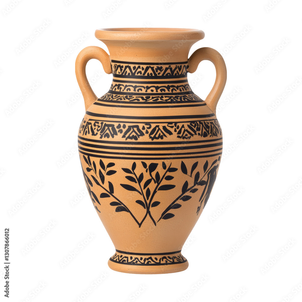Decorative Ancient Pottery Vase with Intricate Leaf Design