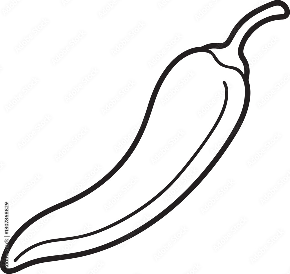 chili pepper line art, black outline, vector and illustration, coloring book page line art drawing chili pepper line art, black outline, vector and illustration, coloring book page line art drawing