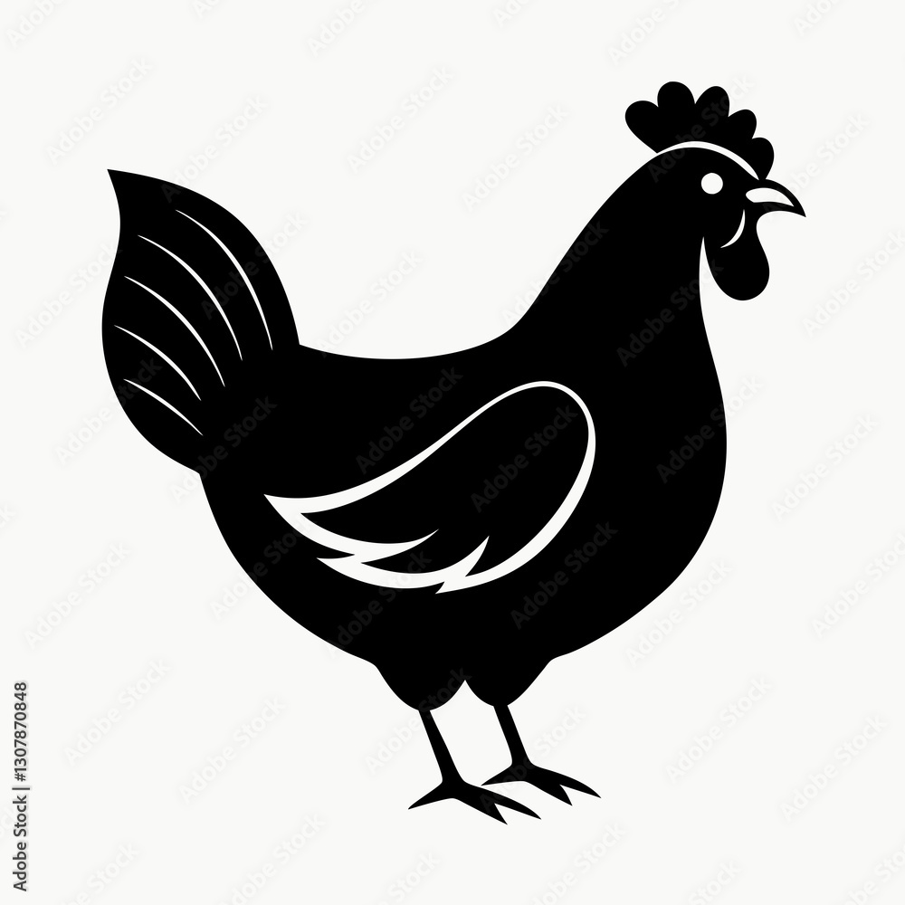 Fototapeta premium a black silhouette of a hen against a plain backdrop vector illustration